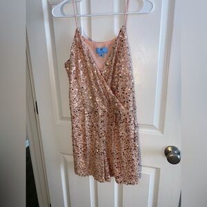 CeCe Sequin Peach Romper